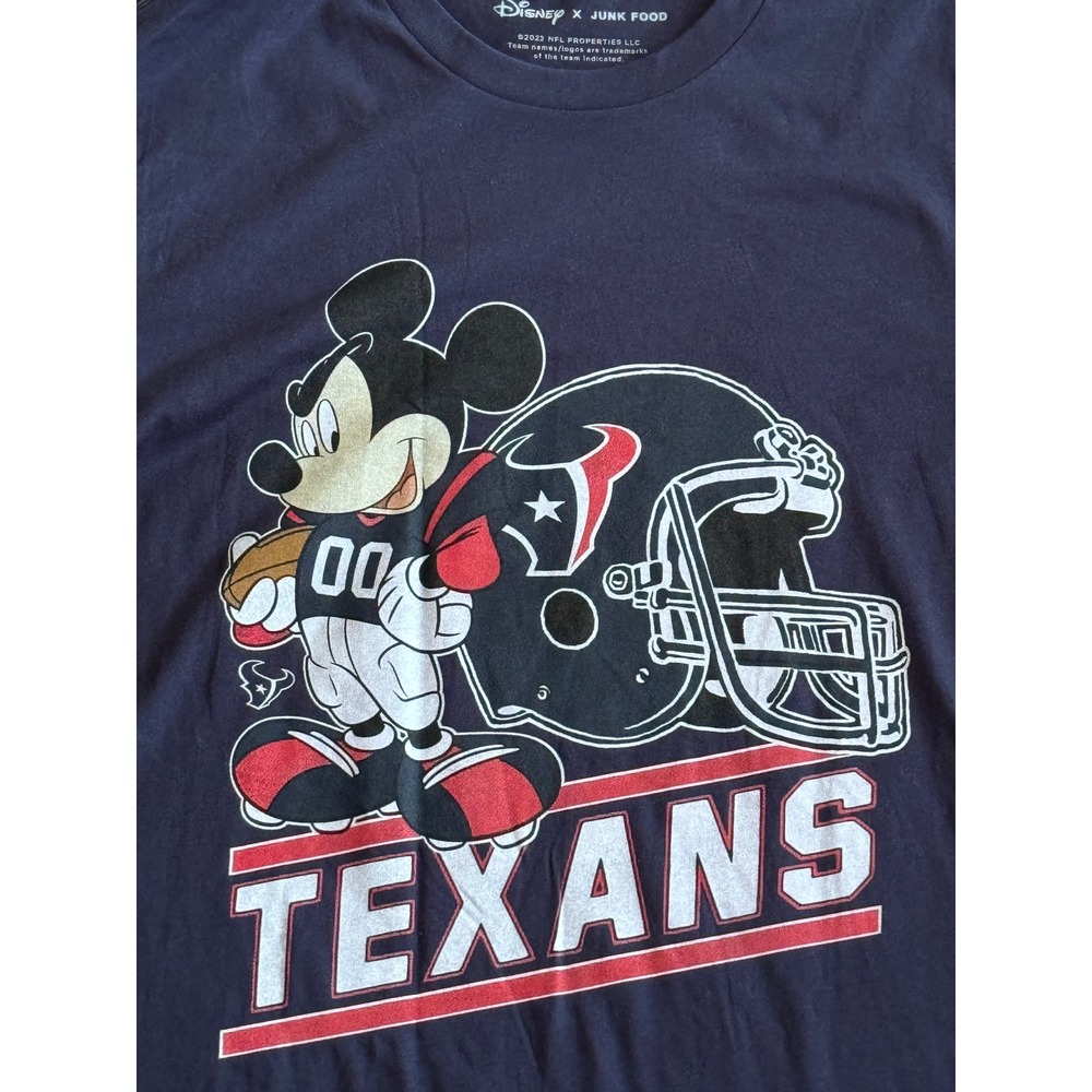 Disney x Junk Food NFL Houston Texans Mickey Mouse Navy T-Shirt UNISEX Small NEW